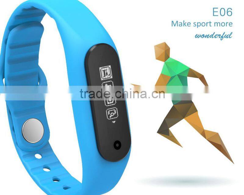 touch screen vibrating IP57 waterproof bluetooth E06 smart bracelet