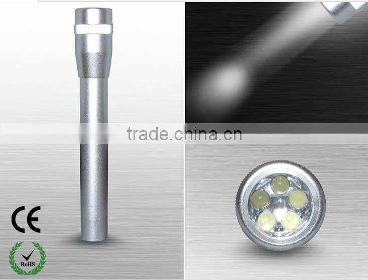 Daily using aluminum housing 5pcs leds 2pcs AA dry battery mini electric torch