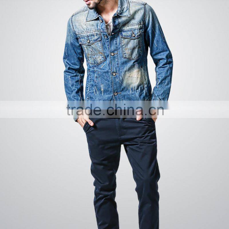 Custom vegan metal buttons wholesale cheap denim jacket men