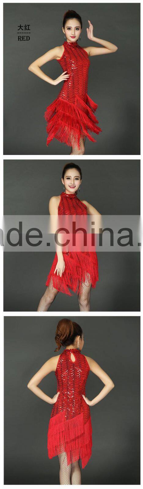 new 2016 Latin dance costumes High-grade sequins tassel Latin dance skirt costumes Adult dance performance clothing