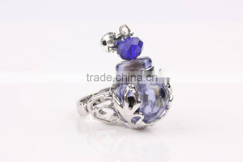 Fashion Mini Glass Bottle Women Perfume Finger Ring Size Adjustable Essential Oil Rings Scent Ring