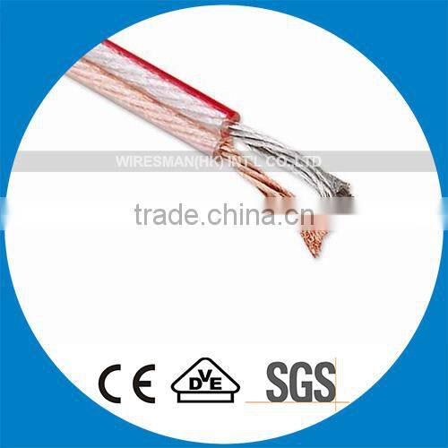 Hot selling Frosted speaker cable Tinned CCA round+flat White Speaker Cable with great price