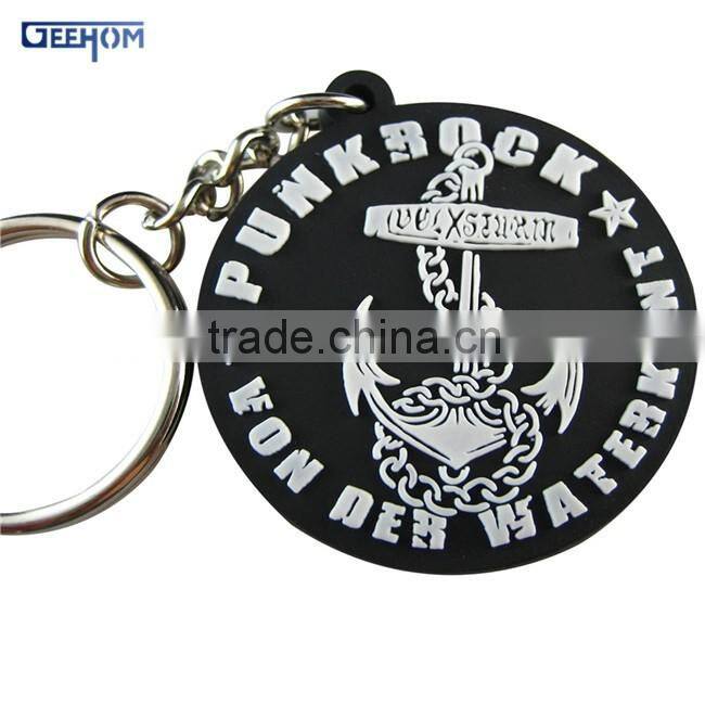 custom rectangle shape rubber key ring with logo