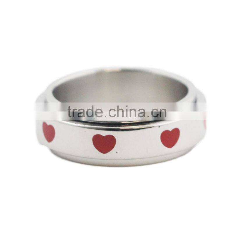Wholesale enamel heart 3161 stainless steel spinner rings for young girl