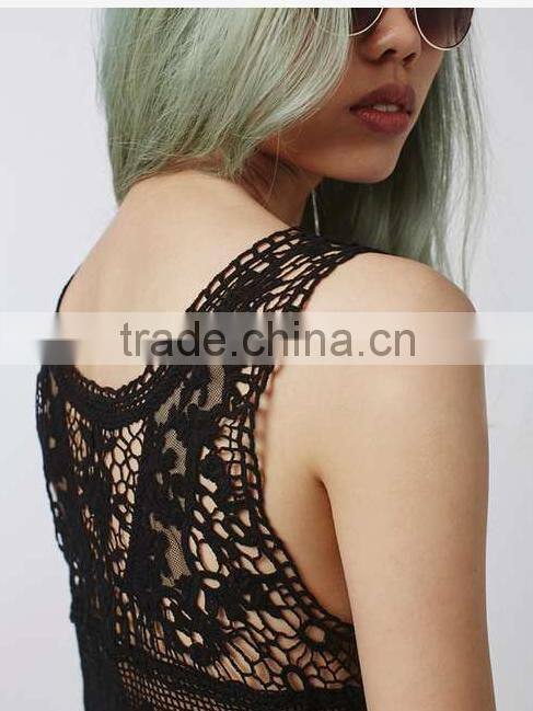 2016 Black Cool Summer tops Scallop hem New Fashion Girls Tops