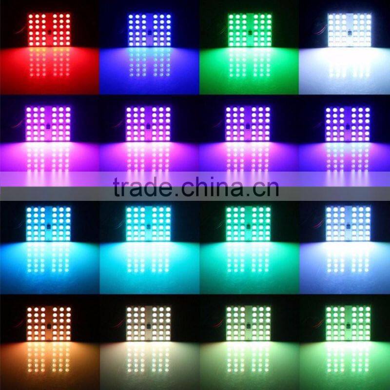 2016 5050 36smd 2pcs bulbs festoon/T10/Ba9s RGB controller led panel light square