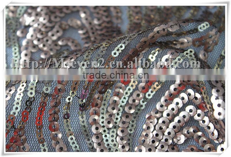 Antique gold Fancy Pretty glitter sequins embroidery sequin fabric for dress