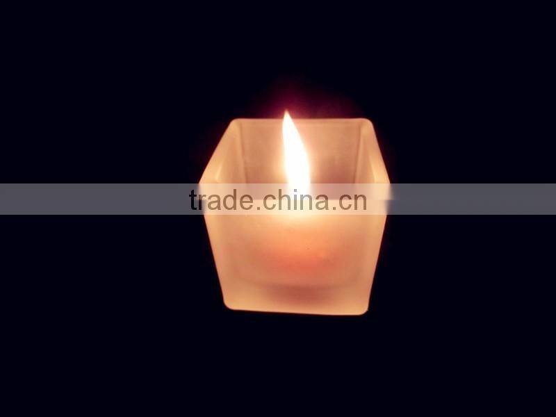 mini square shaped frosted glass candle wax jar /candle holder