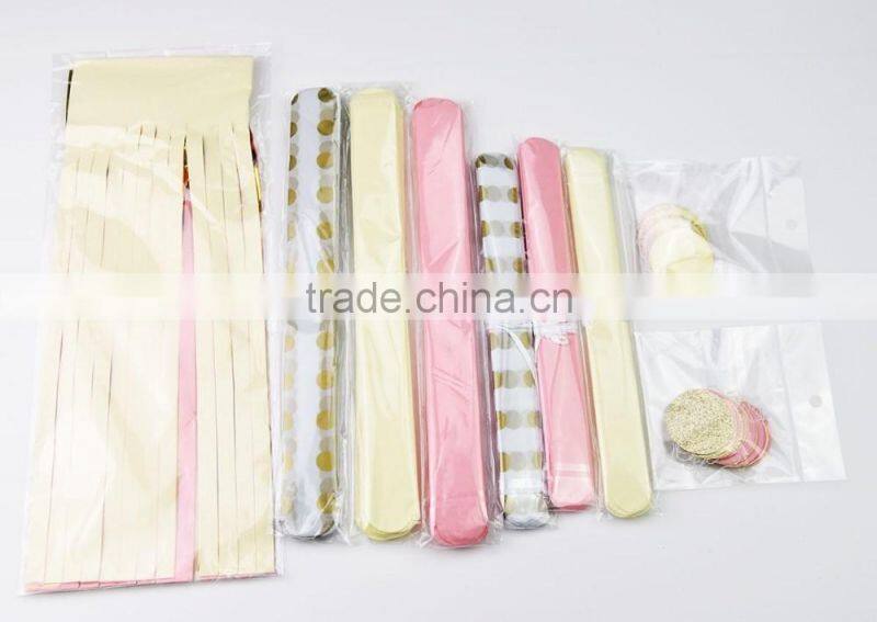 Tissue Pompom Balls Paper Tassels and Garland Tassel Garlands for Baby Shower Decoration Bridal Shower Pink Gold First Birthday