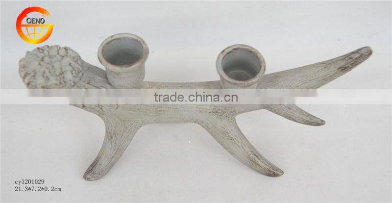 Hot selling resin black deer antler candle holder