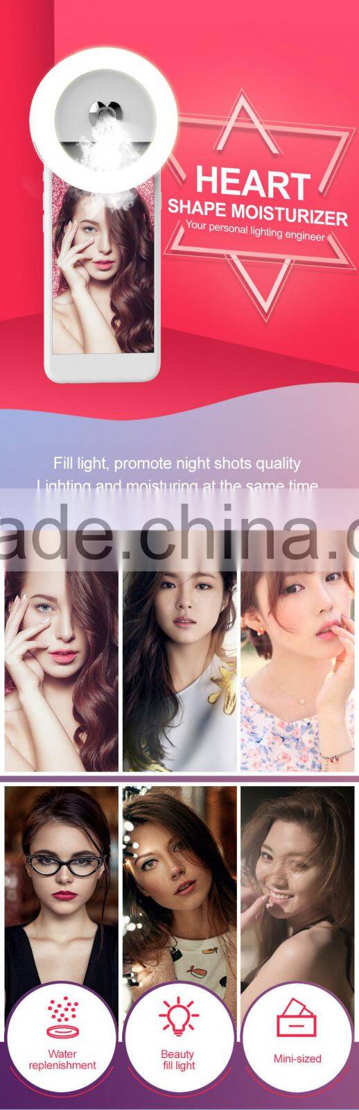 Selife Ring Light Moisturizer 32 LED Beauty Sefie Flash Light Warm Cold Soft Light Humidifier Rechargeable for Skin Humidifier