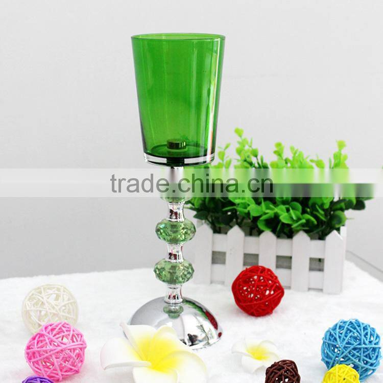 wholesale colored red crystal long-stemmed martini glass candle holder