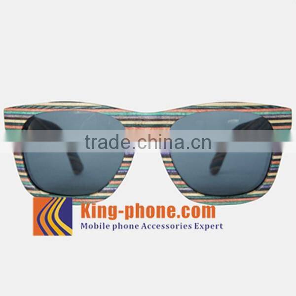 Wholesale China Colorful Frame Skateboard Wood Sunglasses