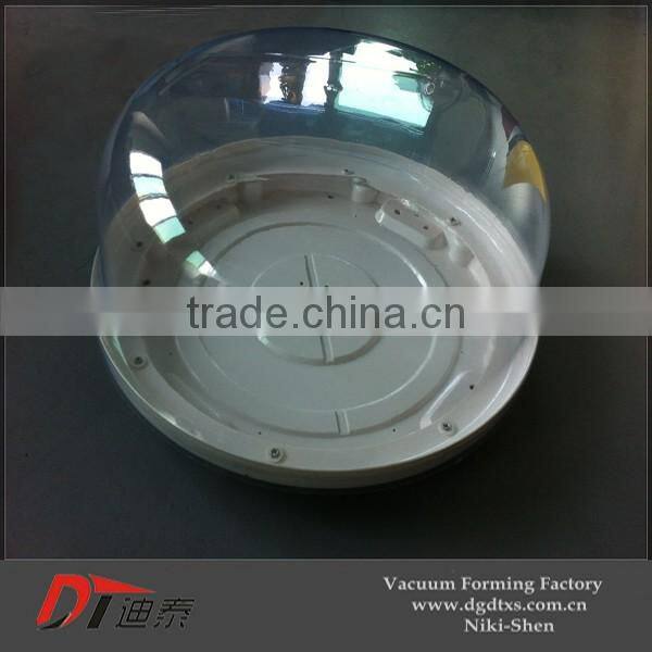 Large plastic circle plate and transparent cover by vacuum forming