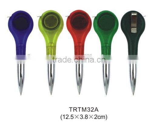 Promotional tape measuring with pen and clip