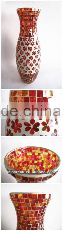 Floral Designs Red Flower Patterns Handmade Mosaic Large Wedding Vases