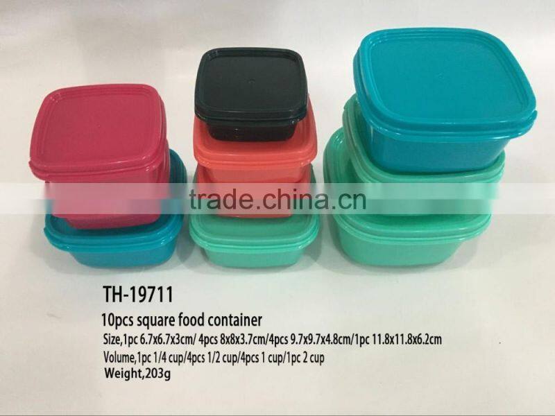 10pcs plastic storage square food small portion control container box set