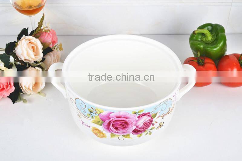 8"Porcelain pot suitable for microwave with glass lid