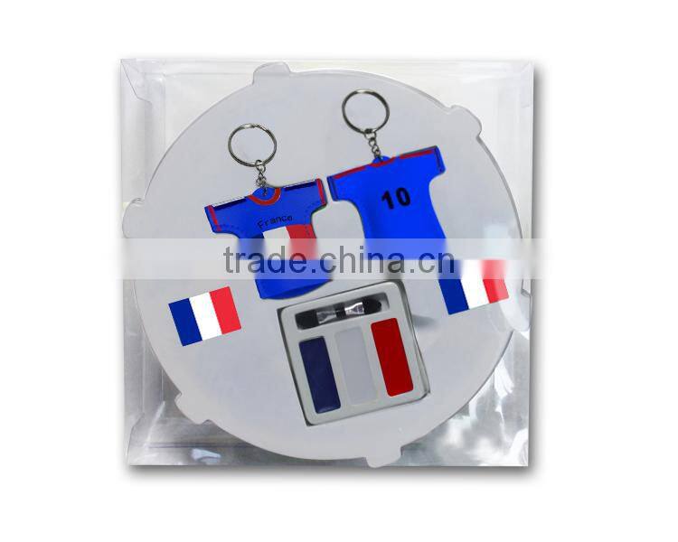 French Fans Set Plastic Drum Set Keychains with face paint