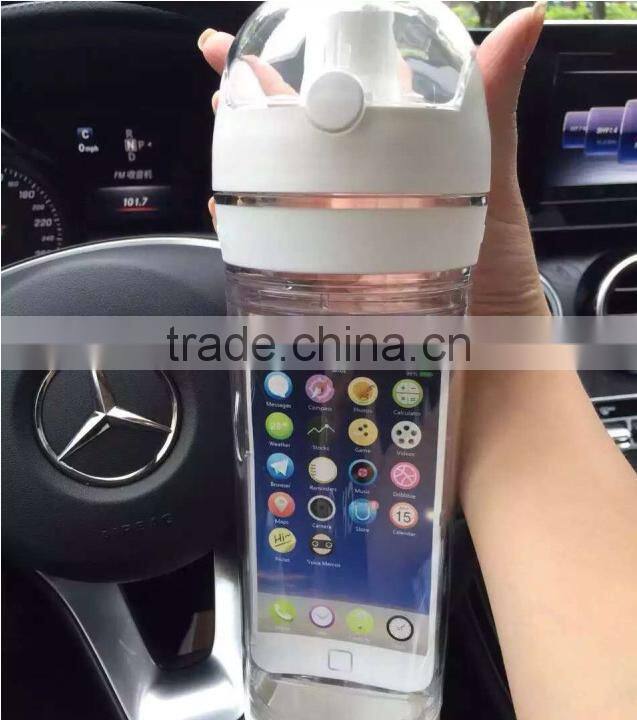 Tritan sports bottle for iphone with water storage bottle joyshaker