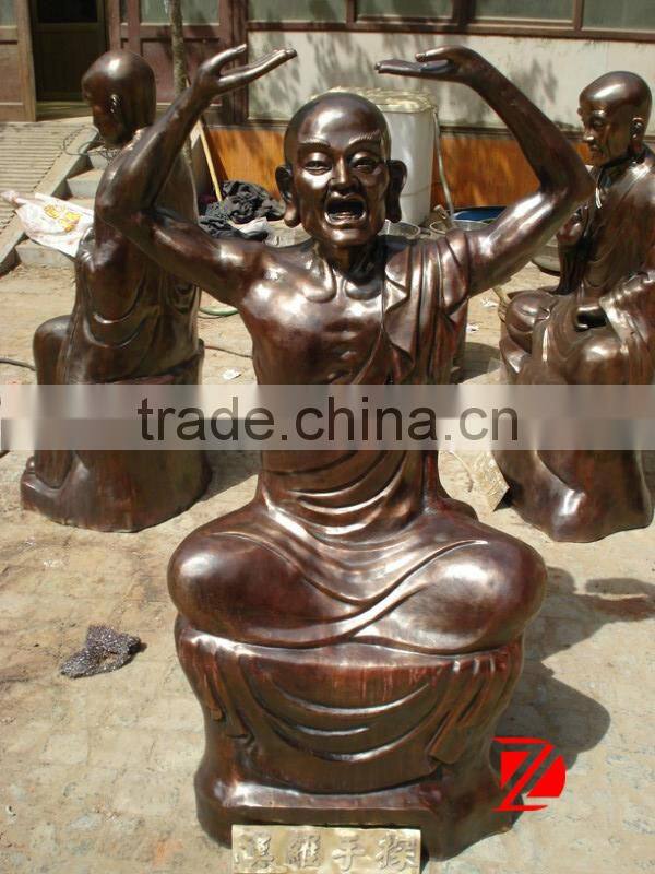 Chinese Shaolin Temple eighteen Arhats bronze Arhat raise hands sculprure