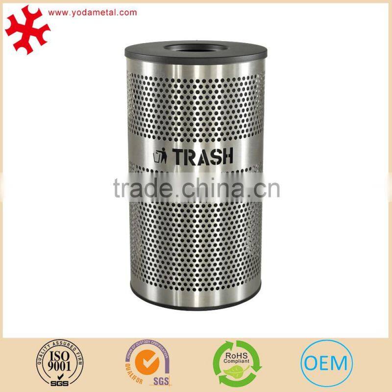 Office round outdoor stainless steel punched garbage trash bin