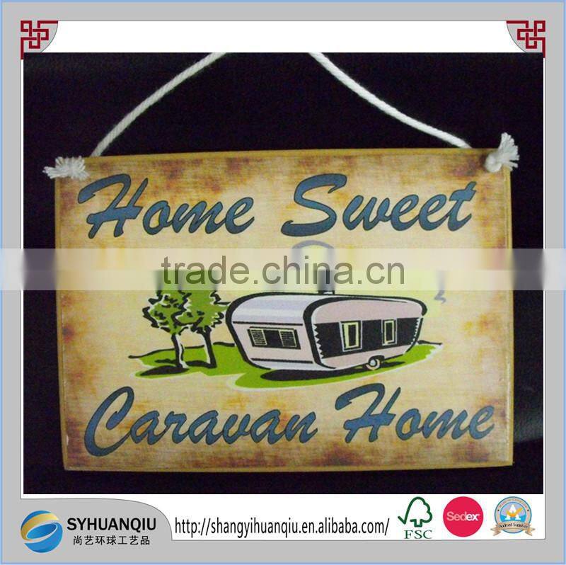 Click to view larger image Country Printed Quality Wooden Sign & Hanger *Home Sweet Caravan Home* plaque