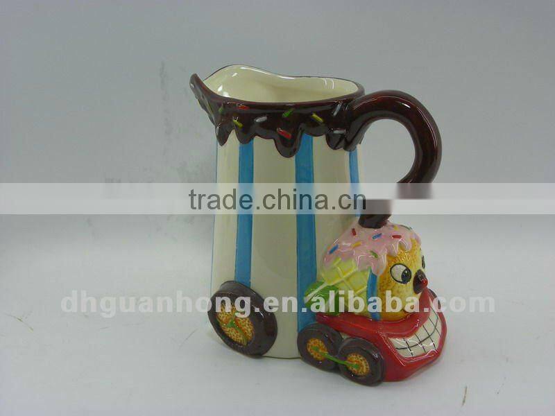 Dolomite handpainted ceramic milk jug in train shape