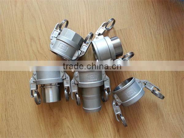 Stainless steel camlock quick coupling, China manufacturer, Parts A B C D E F DC DP, size from 1/2" to 6"