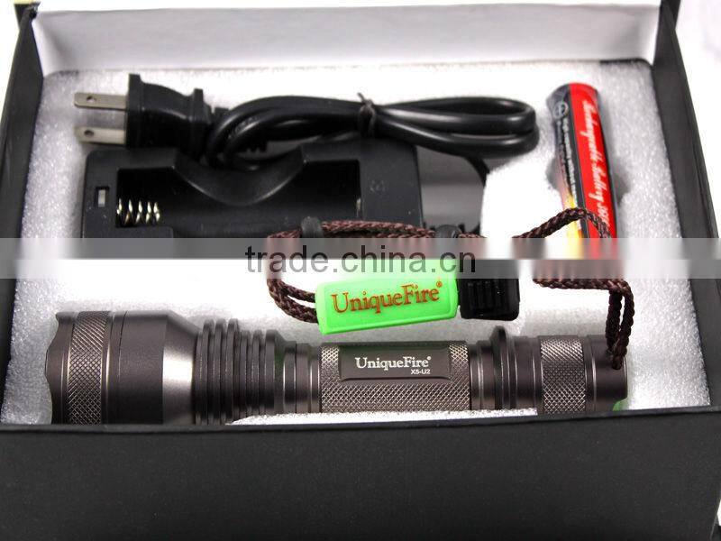 UniqueFire Cree XML U2 LED 1200lumens Bright Light Led Torch with full set(18650 battery&charger)