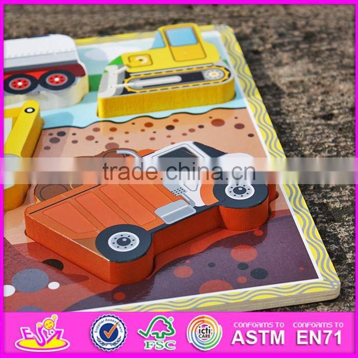 2016 new design educational car puzzle wooden learning shapes for toddlers W14D020