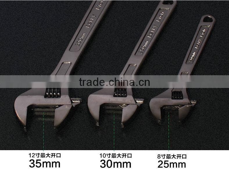 Berrylion 10" Nickel Alloy Black Adjustable Wrench Pearl Nickel Adjustable Wrench