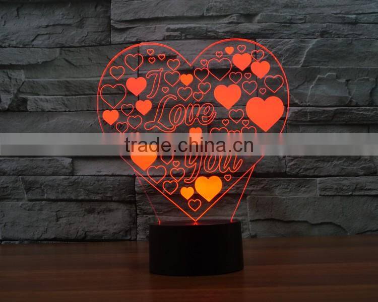 2016 best seller customize logo awsome visual illusion light touch panel 3D led night lights for indoor decoration