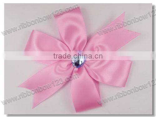 pink satin ribbon bow with crystal wholesale ribbon