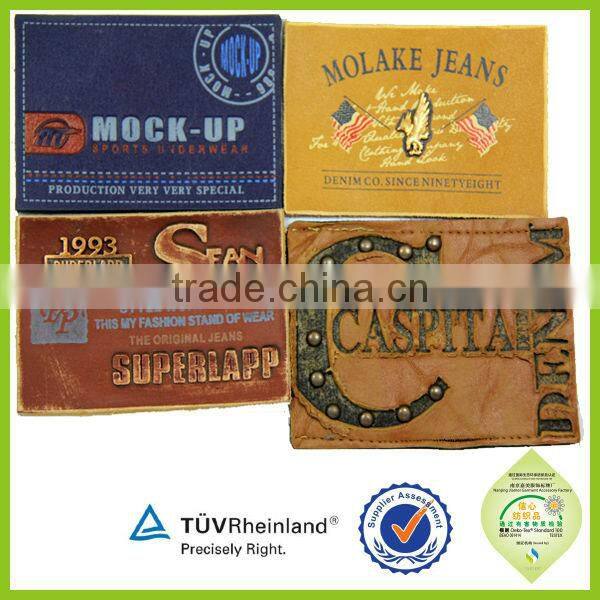 Customized embossed printed PU Leather Label badge patch