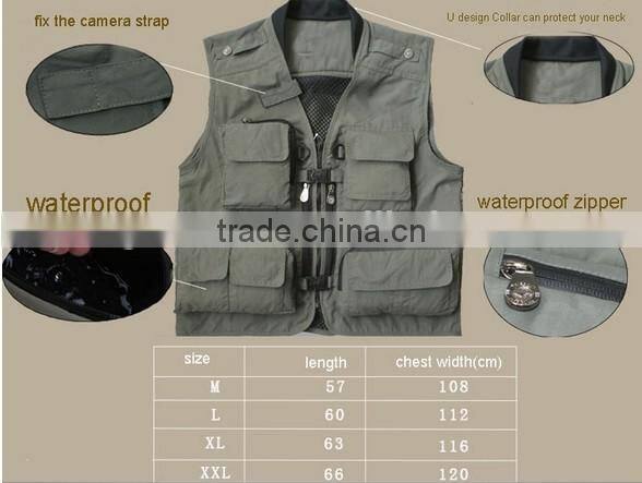 Fishing Multi-functional Vest Outdoor much pockets Hiking Outerwear Mens spring and autumn vest