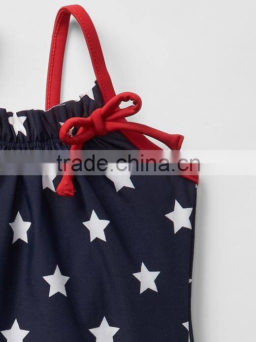 Baby Starry Ruffle-trim Grils Flutter One-piece Swimsuit & Kids swimwear 2016 HSS5041