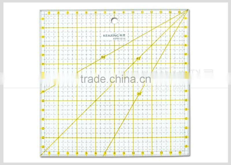 Kearing durable 15*15 inch square quilting ruler with scale anlges acrylic template for dressmaking handicraft# KPR1616