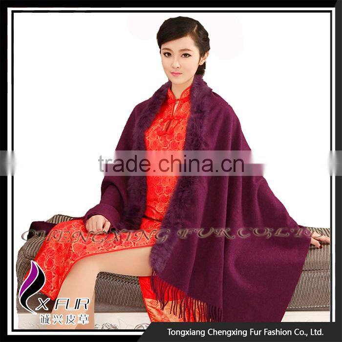 CX-B-P-41D 2015 Autumn Newest Cashmere Shawl Fur Cape