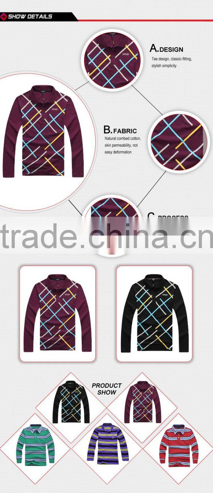 Fashionable100% cotton long sleeve latest polo shirt designs for men