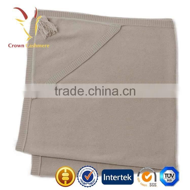 Wholesale Knitted Kid Cashmere Throw Blanket With Fringe
