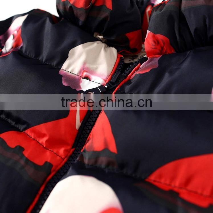 OEM new style fashion ultralight girl printing waterproof duck down feather jacket