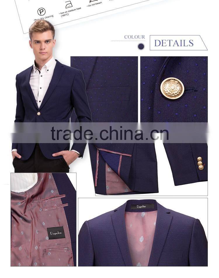 Men casual Jacket 2016 new arrival slim fit trendy spotted Blue men party blazer
