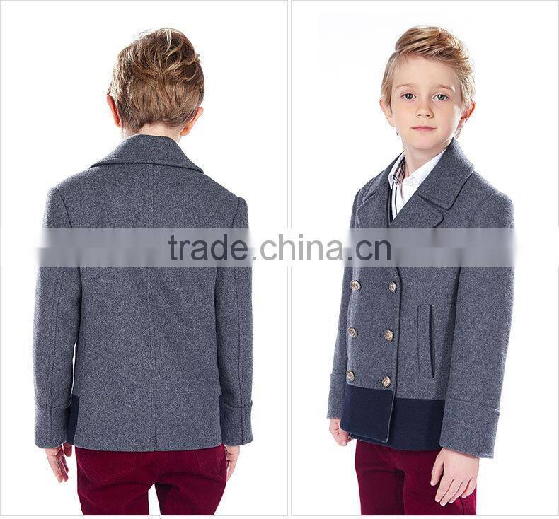 ELPA 2015 style double breasted wool material overcoat short style warm boy gray kids winter dress wool coat