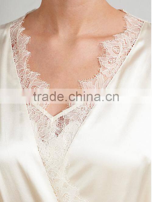 ALT18 Custom bridalwear, lace brides robe, luxurious robe with eyelash lace, silk robe
