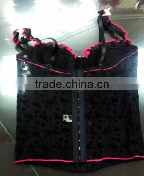 open hot sex women photo corset with lovely flock print/sexy print corset