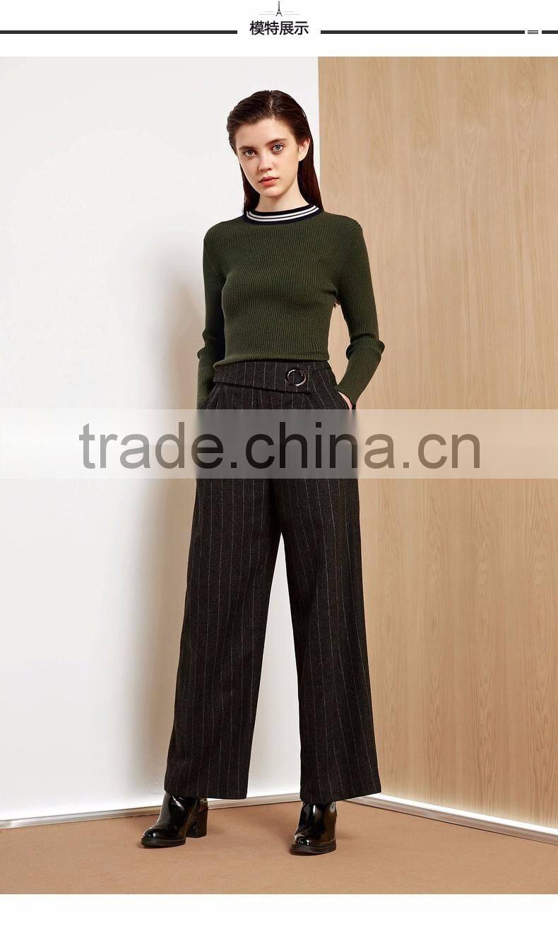 Green color women sweater 2017 fashion round-neck pullover sweater