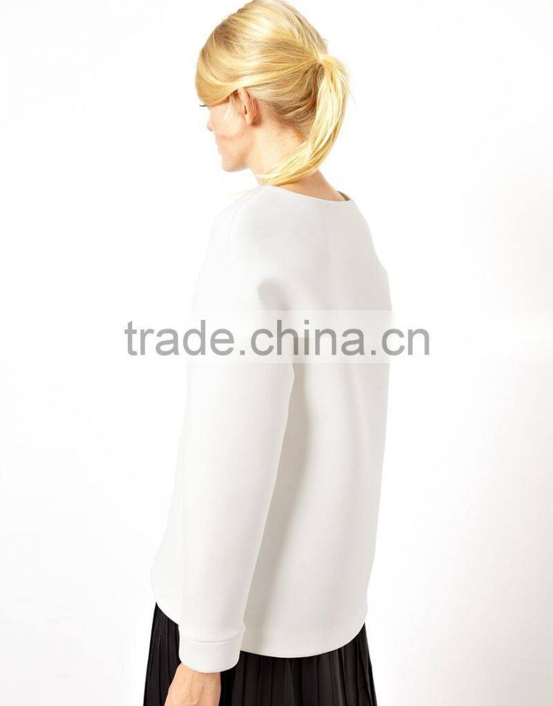 Wholesale polyester white v-neck padded women's hoodie