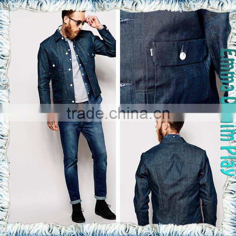 2016 Men's Retro Long Sleeve Button Up Top Design Best Jean Indigo Denim Jackets Wholesale