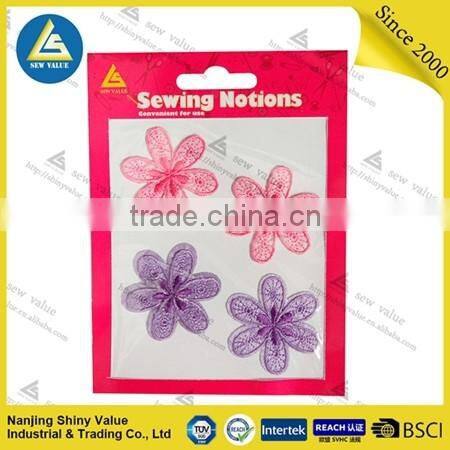 flower shape embroidered iron on patches for clothes mending/decorating